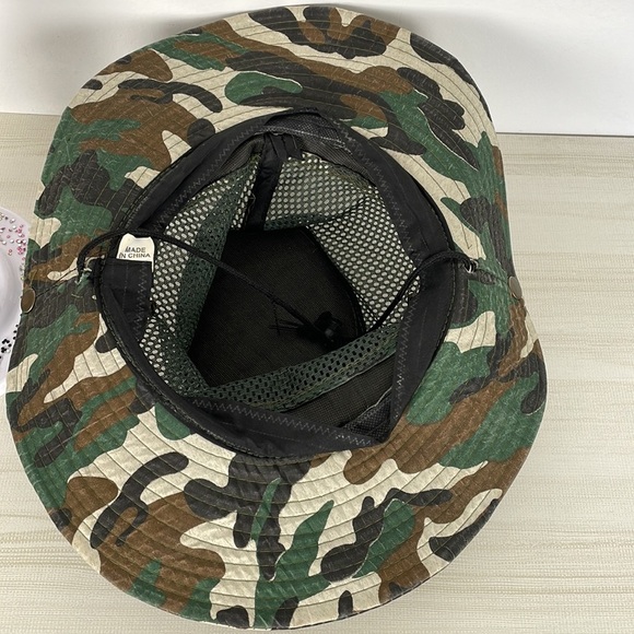 Camouflage men's drawstring snap sides mesh top fishing hat Size O/S - Picture 6 of 6